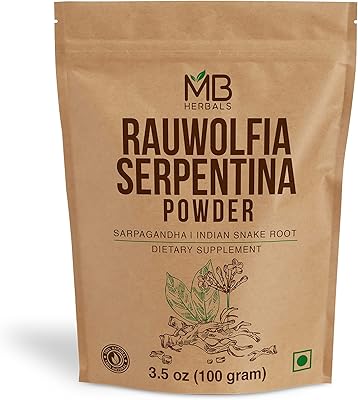 MB Herbals Rauwolfia Serpentina Poudre 100G | Sarpagandha / Rauwolfia Serpentina Root POWDER 100G | goes amer.. Shop for less and receive more with DIAYTAR NIGERIA's expansive e-commerce platform and nationwide delivery.