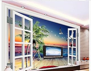 3D wallpaper with windows and sea pattern, unstained wallpaper for decoration of the house, bedroom, interior and TV bottom, size 300 x 210 cm.. DIAYTAR NIGERIA brings the marketplace to your home with budget-friendly prices and nationwide delivery.