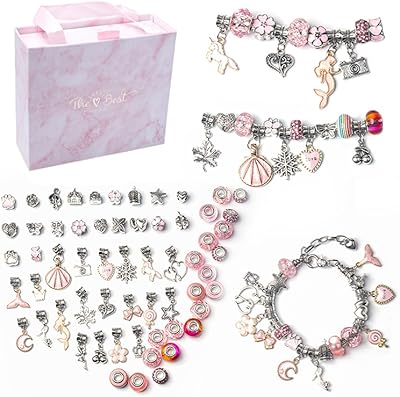 Goronb Kit for the manufacture of bracelets for girls, kit of charms bracelets with jewelry box, jewelry pendants, creation of bracelets, gift for girls from 8 to 12 years old, pink.. Shop smarter, not harder with DIAYTAR NIGERIA - thousands of products at your fingertips with affordable delivery.