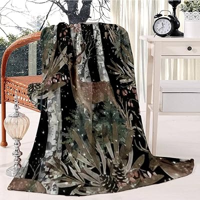 Couting -free bed with deer standing in the forest against birch and bed in soft and hot velvet, light microfiber blanket, Christmas cover for bed, chair, 130 x 150 cm sofa.. DIAYTAR NIGERIA brings the joy of affordable shopping to your fingertips with delivery in less than 8 days.