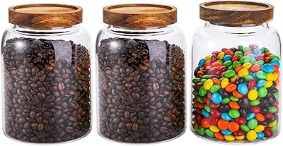 Jigiro hermetic glass conservation pot with hermetic lid in acacia wood, a lot of 3 borosilicate glasses for the organization of the kitchen and the pantry, perfect for coffee, nuts and cookies (1250 ml).. Experience the convenience of online shopping with DIAYTAR NIGERIA's reliable 5-8 day delivery service.