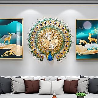 Euron Large wall clock in the shape of a 27.6 inch peacock, metal design, silent digital wall clocks without chime for the decoration of the living room.. Find everything you need at prices you'll love with DIAYTAR NIGERIA's comprehensive e-commerce platform.