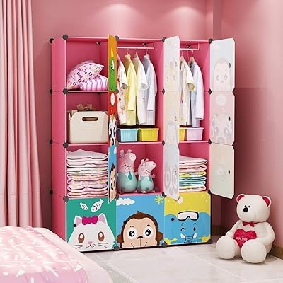 Magnells pretty portable cabinet for children for bedroom, storage shelf, cubes organizer (pink, 8 cubes and 2 rods).. DIAYTAR NIGERIA: Where quality products become affordable with our nationwide shipping service.