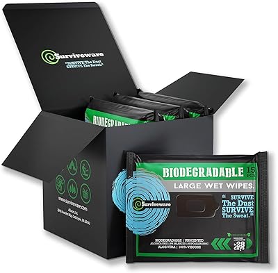 Biodegradable wipes Surviwear shower without rinsing for post-training and outdoor use of 4.. DIAYTAR NIGERIA: Bridging the gap between consumers and quality products with affordable nationwide shipping.