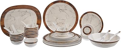 Surfwell melamine dishes with marble and wood pattern - Lot of 44, white.. DIAYTAR NIGERIA revolutionizes online shopping with competitive prices and reliable 5-8 day delivery.
