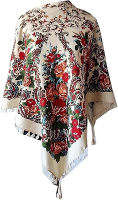 Elegant Russian scarf for women, folk style shawl (95 cm x 95 cm) beige, beige, 95 cm x 95 cm.. Discover endless possibilities with DIAYTAR NIGERIA's extensive product range and affordable shipping.