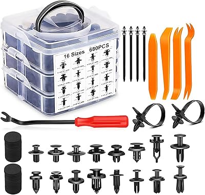 Set of 726 car fixing clips and nylon attachments, 16 sizes, bolts kit with automatic pushing with clip removal tool, foam cushion, cable fastener.. DIAYTAR NIGERIA: Where smart shoppers find everything they need at prices they can afford.