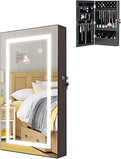 Holy home lockable wall jewelry cabinet with variable intensity tactile screen and LED light to organize and store jewelry, black.. Experience the joy of discovery with DIAYTAR NIGERIA's vast catalog and nationwide affordable delivery.