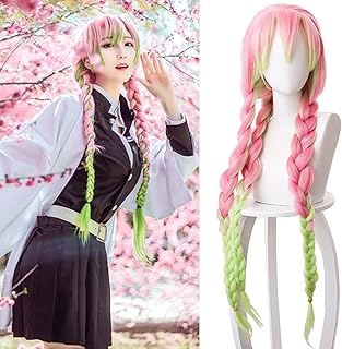 Women's wig butwell anime DEMON Slayer Kanroji Mitsuri Pink and Green Festival Wig.. Save time and money with DIAYTAR Nigeria’s online store.