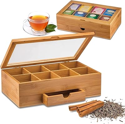 Mofish luxury natural wood and bamboo tea storage box with small drawer, 8 compartments - tea fan.. Navigate through thousands of products at pocket-friendly prices with DIAYTAR NIGERIA's easy-to-use platform.