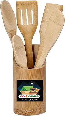 Set of organic bamboo kitchen utensils al saqr 5 pieces.. DIAYTAR NIGERIA makes quality accessible with our extensive catalog and competitive delivery rates.