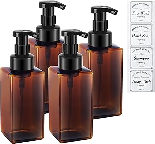 17 ounce food foam soap distributor with shampoo pump, body cleaner, plastic rechargeable liquid soap with stickers for kitchen sink, bathroom, pack of 4.. Shop with confidence at DIAYTAR NIGERIA, enjoying competitive prices and delivery within 8 days.