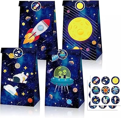 Mother Am i Lot of 12 dragee bags on the theme of astronauts with rocket stickers, galaxy festive bags for boys and girls for a party on the theme of the planet (pack of 12 dragee bags on the theme of space).. DIAYTAR NIGERIA delivers satisfaction with every purchase through our affordable and reliable service.