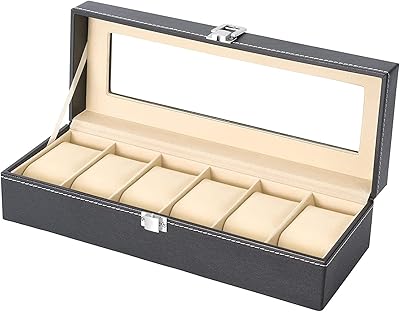 Watch storage box with 6 seats for men, Valentine's Day gift, black watch storage bag.. Your shopping dreams realized through DIAYTAR NIGERIA's affordable platform with reliable delivery times.