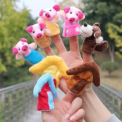 8 cute pieces Three little pig toys in plush puppets with wolf finger toy story at bedtime tale doll for toddlers (3 wolf pigs).. No stress, just speed — DIAYTAR Nigeria ships in days.