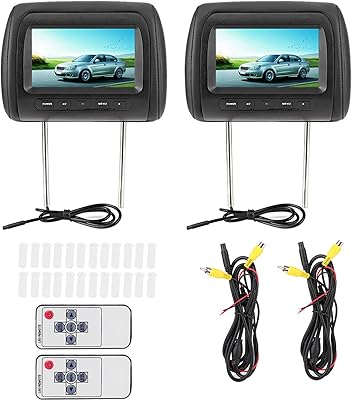 Car headrest bell screen, two rooms LCD Heading Headwear Control Adjustable 7-inch adjustable MP5 video display, black color.. Nigeria's fastest-growing e-commerce site offers unbeatable prices and delivery within 8 days.