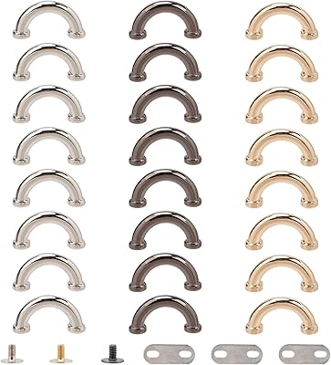 Wadorn 24 Sets of Metal D connector connector loops for bag, 3 colors, arc bridge, D D ring, chain strap connector with screws, handbag suspension clasp, metal ring for handmade leather manufacturing, 0.5 × 0.98.. Save more, wait less — DIAYTAR Nigeria delivers faster than ever.