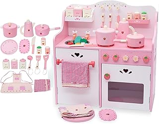 Pink wooden kitchen toy sets with sink kitchen accessories.. DIAYTAR NIGERIA revolutionizes online shopping with competitive prices and reliable 5-8 day delivery.