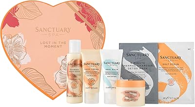 Sanctuary spa gift box, lost in the moment gift box, with face mask, hand cream, feet cream, salt scrub, body butter and foaming bath, gift for women, gift for her, birthday gift.. Transform your online shopping experience with DIAYTAR NIGERIA's affordable and diverse marketplace.