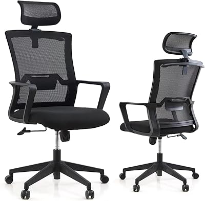 Head office office chair, Ergonomic office chair with adjustable height, mesh computer chair with lumbar support (black (headrest and item))))).. Discover the perfect balance of price and convenience with DIAYTAR NIGERIA's nationwide e-commerce platform.