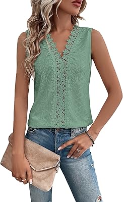 Georglitter relaxed t-shirt for women, contrasting color, lace, floral motif, V-neck, sleeveless.. DIAYTAR NIGERIA: Where shopping meets satisfaction with affordable prices and prompt delivery services.