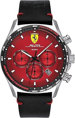 Red watch for men Scuderia Ferrari with black leather bracelet - 830713, black, bracelet.. Shop confidently with DIAYTAR NIGERIA, offering affordable prices and reliable delivery within a week.
