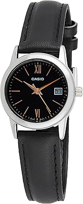 Analog Water Resistant Watch Fuck For Women with Black Leather Bracelet-LTP-V002L-1B3UDF, Black, Bracelet.. DIAYTAR NIGERIA provides endless shopping possibilities with affordable prices and prompt delivery service.