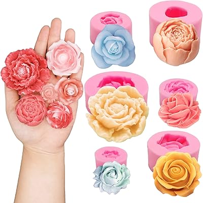 Set of 6 fondant molds in the shape of a 3D pink silicone flower for manufacturing.. DIAYTAR NIGERIA transforms dreams into deliveries with our affordable prices and reliable shipping.