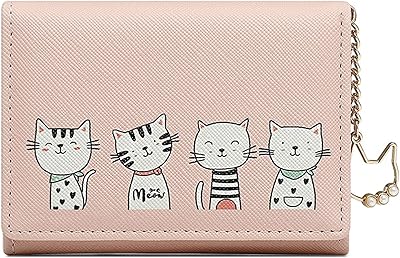 Design portfolio cute cat for teenage girls, girls, children, women, thin three-part wallet, card holder and organizer with claw pendant, pink cats.. Shop smarter with DIAYTAR NIGERIA's diverse marketplace and budget-friendly nationwide delivery.