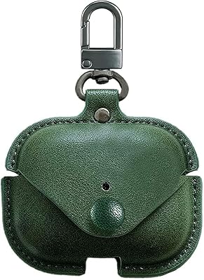 Leather protective case for 3rd generation AirPods (2021) with keychain and padlock for Apple AirPods 3 for women and men (armed green).. Enjoy low prices, wide selections, and reliable delivery with DIAYTAR Nigeria.