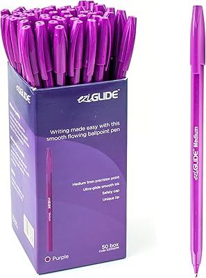 Easyglide purple ballpoint, pack of 50 ball pens, fluid writing action - purple pens with medium tip (1.0 mm), multi -pack, ball pens; Perfect for school, work and home office supplies.. DIAYTAR NIGERIA delivers happiness in 5-8 days with our affordable and diverse product range.