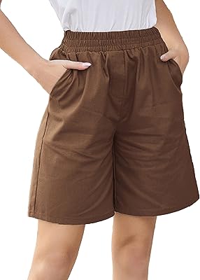 Bermuda relaxed for women with elastic size in cotton and linen with pockets.. DIAYTAR NIGERIA makes quality accessible with our extensive catalog and competitive delivery rates.