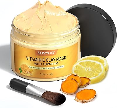 Mask with clay and shiviog turmeric with vitamin C with Kaolin clay and turmeric for brown spots, faces of turmeric for control of sebum and pore refining, 5.2 oz.. DIAYTAR NIGERIA: Making online retail accessible to all with affordable nationwide shipping.