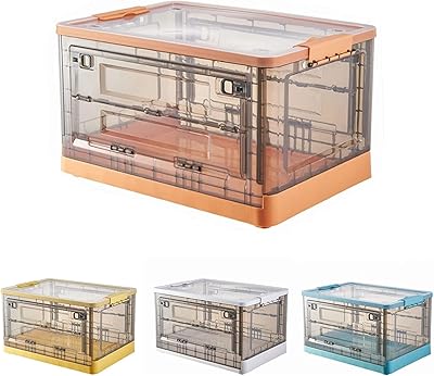 Storage box, transparent U-Home transparent plastic storage bins with lids, foldable plastic storage cube with double door, large foldable foldable bins for the house and the desk, 52 l, 1 room (orange).. DIAYTAR NIGERIA makes quality accessible to all with our affordable prices and quick delivery service.