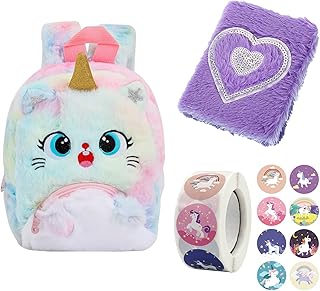 Home Xone Fluffy Unicorn Backpack Set-Chat Style Cat Style Bag with matching handbag, with bonus stickers-Perfect and elegant school supplies for girls and children, dream gift (unicorne-1).. Experience budget-friendly shopping at DIAYTAR NIGERIA, Nigeria's premier online marketplace with quick delivery.
