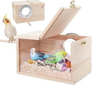 Signal nest box with transparent design, bird nest box with wooden perch, bird cage for inseparable Calopsittes, wigs, pinsons, canaries (s) parrots (s).. Shop for less and receive more with DIAYTAR NIGERIA's expansive e-commerce platform and nationwide delivery.