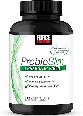 Force Factor Probioslim + Probiotic Fiber Probiotic for women and men, supplement of fibers with green tea extract and psyllium bark, 120 capsules.. DIAYTAR NIGERIA: Where convenience meets affordability with delivery across Nigeria in under 8 days.