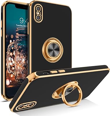 Bentoben shell for iPhone XS, phone case for iPhone X, fine cut with sparkling support ring, shock protection, flexible TPU falls, for girls, women and boys, iPhone XS/X 5.8 ", black/gold.. DIAYTAR Nigeria brings you closer to everything you need — fast delivery, low costs, and variety.