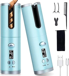 Wireless automatic curling iron, anti-emmal, rechargeable by USB, with rotary ceramic body for long hair, quick heating hairstyle (blue).. DIAYTAR NIGERIA delivers more than products - we deliver affordable shopping satisfaction nationwide.