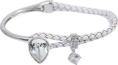 Trendy Women's Moonstone Trendy Bracelet, superb woven braided leather bracelet with Swarovski, half-drunk elements.. DIAYTAR NIGERIA connects desire with fulfillment through our affordable e-commerce platform.