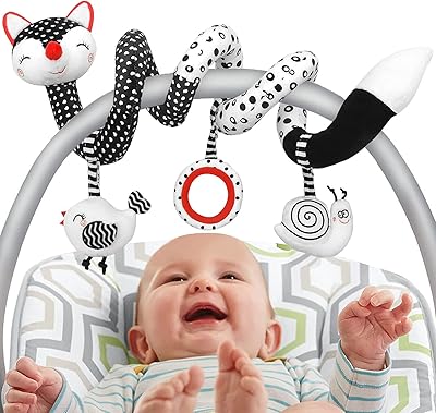 Car seat toys, Kastwave spiral stroller toys, Black and white fox spiral toy toys, hanging rattle toys for stroller, newborns, baby toys, gift for girls and boys of 0 3 6 9 12 months.. DIAYTAR NIGERIA puts thousands of products at your fingertips with affordable prices and delivery within a week.