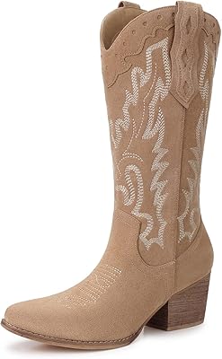 Shapeever Cowboy Boot with Woman Col For Women with Western Cowgirl Motor embroidered with pointed heel and zipper, 1837-Kaki, 10.. DIAYTAR NIGERIA: Where quality meets affordability, with thousands of products delivered in less than 8 days.