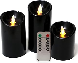 Black flame -free candles Kitch Aroma - Bookie pillars with batteries with mobile flame wick, remote control and timer, pack of 3.. Nigeria shops with DIAYTAR — wide selection, fast shipping, and great value.