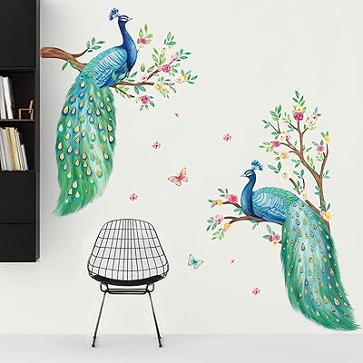 Decalmile Large 2 Wall poster Peacock Flowers Tree Branch Wall Stickers Bedroom Living Room TV Background Decoration.. Your shopping needs fulfilled through DIAYTAR NIGERIA's extensive selection and nationwide delivery.