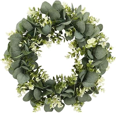 Spring crowns, 40 cm artificial plant crown, garland of eucalyptus leaves with flowers for the house, gateway, office, wall decoration.. Shop with purpose at DIAYTAR NIGERIA, where your money goes further and delivery is always prompt.