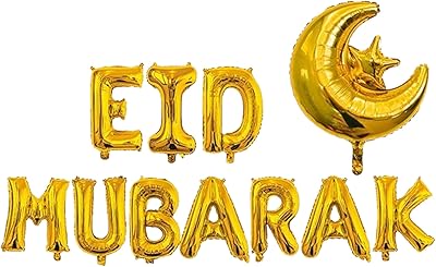 Banner Highland Eid Mubarak, 16 inch gold - Eid Mubarak decorations - Balls in aluminum aluminum and stars Eid Mubarak for the house - Eid Mubarak party supplies.. Shop with purpose and save with DIAYTAR NIGERIA's extensive platform and nationwide delivery service.
