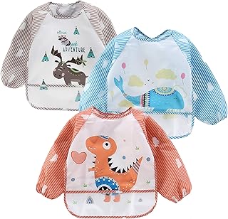 Pandaear long -sleeved waterproof bibs (3) | For babies from 6 to 36 months.. Discover why millions choose DIAYTAR for affordable online shopping with delivery in just 5-8 days.