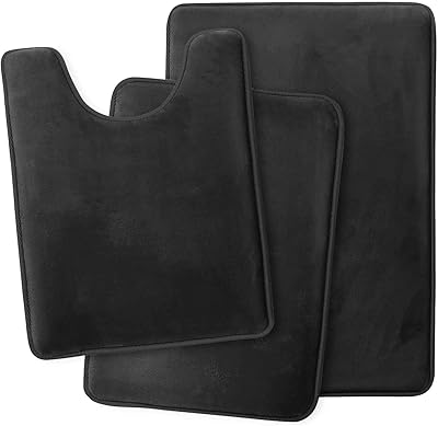 Arabest bath mats, set of 3, ultra soft, non -slip and absorbent, memory carpet in memory foam in velvet for bathroom and house (black).. DIAYTAR NIGERIA: Empowering Nigerians with access to affordable products delivered within 8 days.