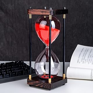 Large hourglass, 30 -minute hourglass, antique wooden glass timer, modern kitchen office decoration (red).. Shop for everything you need at DIAYTAR NIGERIA, with budget-friendly prices and quick delivery.