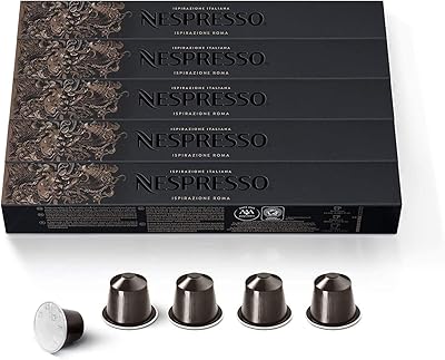 Nespresso Coffee capsules Original Line Roma Intense by aspirazione, limited edition, average roasting, 50 coffee capsules, 1.35 oz (5 boxes, 50 capsules).. Shop smarter with DIAYTAR NIGERIA's diverse marketplace and budget-friendly nationwide delivery.